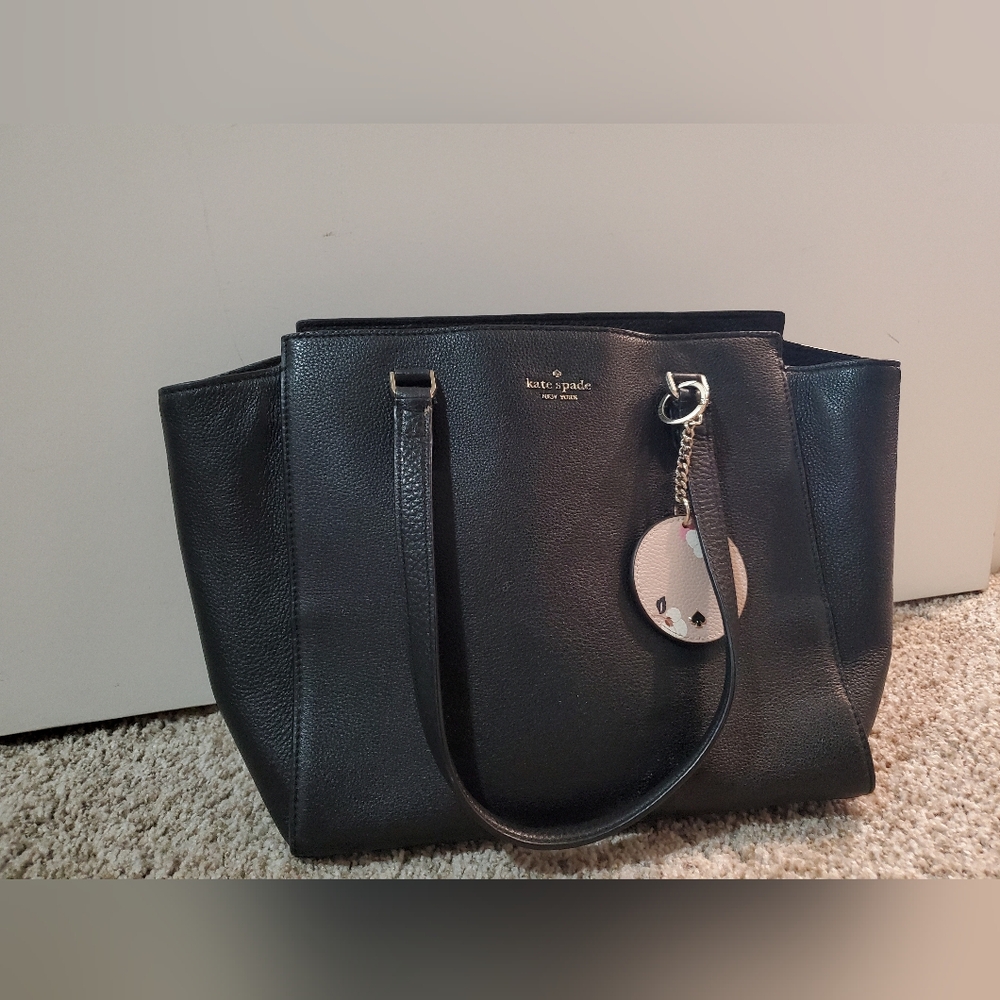 Black Kate Spade Bag With Kate Spade Bag Charm